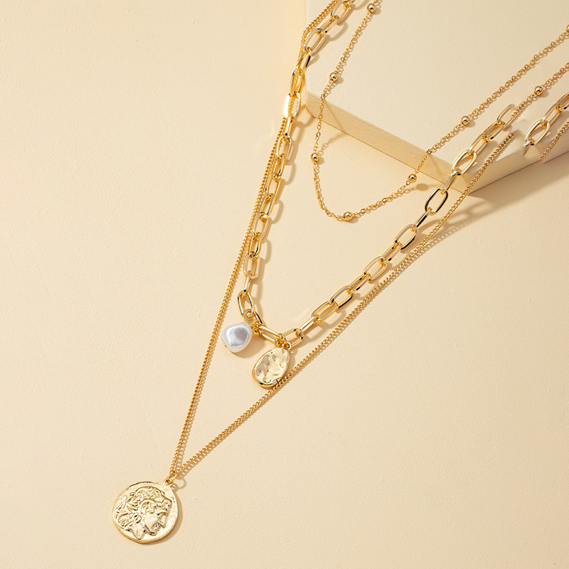 Kreative Retro Perlen Anhänger Mehrschichtige Halskette display picture 1