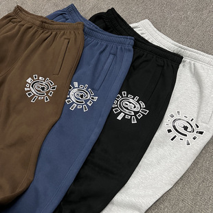 Cross-Border British Trendy Niche Adwysd Sun-Rolled Fleece Sweatpants Hip-Hop American Retro High Street Loose Casual Long Pants