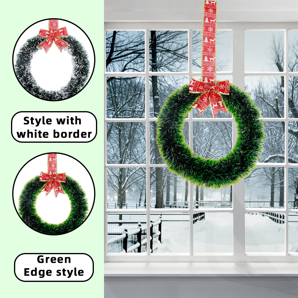 Amazon nuevas decoraciones de Navidad arco guirnalda colgante decoración del partido PET Navidad guirnalda adornos