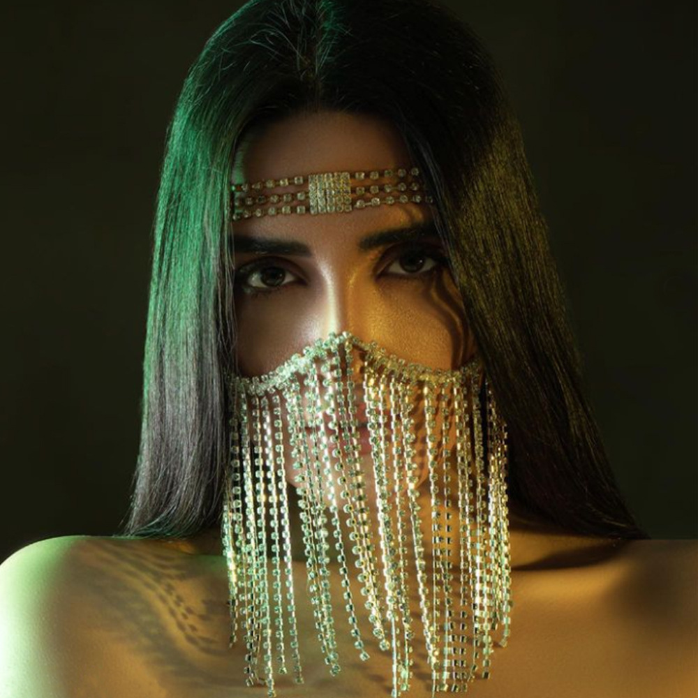 Halloween máscara de brilla de diamante media cara máscara de baile de alta calidad accesorios máscara de mujer