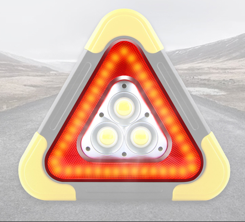 Car Triangle Warning Sign LED Flashing Solar Powered Emergency