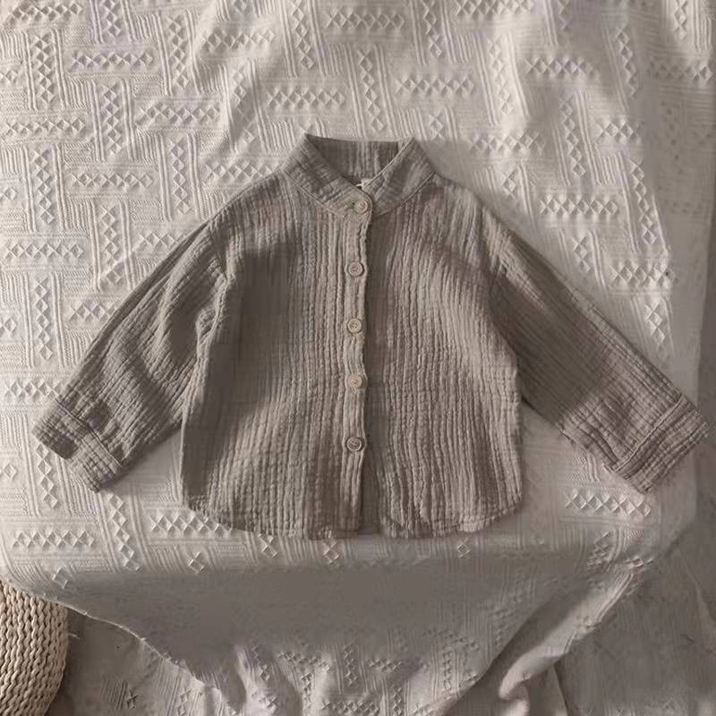 Mori retro ~ Camisa de algodón para niños estilo occidental collar de pie bebé Camisa de algodón estilo coreano camisa de moda para niños moda