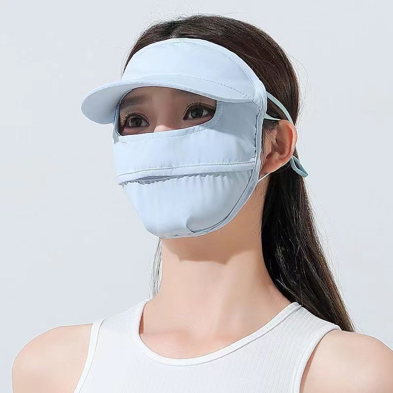 Short Brim Integrated Full Face Sunscreen Women's UV Protection Driving Gini Face Face Cover Ice Silk Sunshade Mask