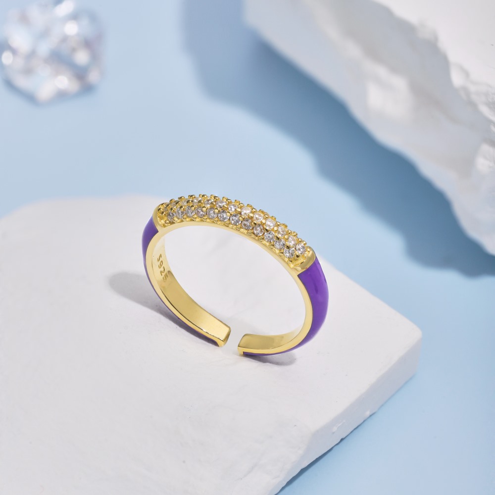 Fashion Geometric Sterling Silver Inlay Zircon Open Ring 1 Piece