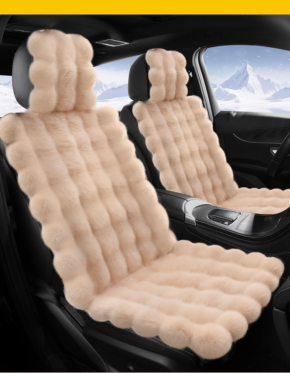 Car Seat Cushion Winter New Bubble Velvet Thickened Rabbit Stuffed Non-Slip Warm Imitation Wool Neutral Car Seat Cushion Cover