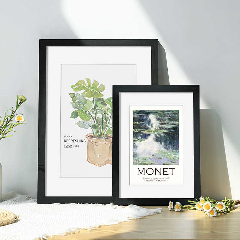 Solid Wood Photo Frame Set Table High-level Wall Hanging 8k Children's Picture Frame Mounted a3 Oil Painting Sketch Poster a4 Black Empty Frame