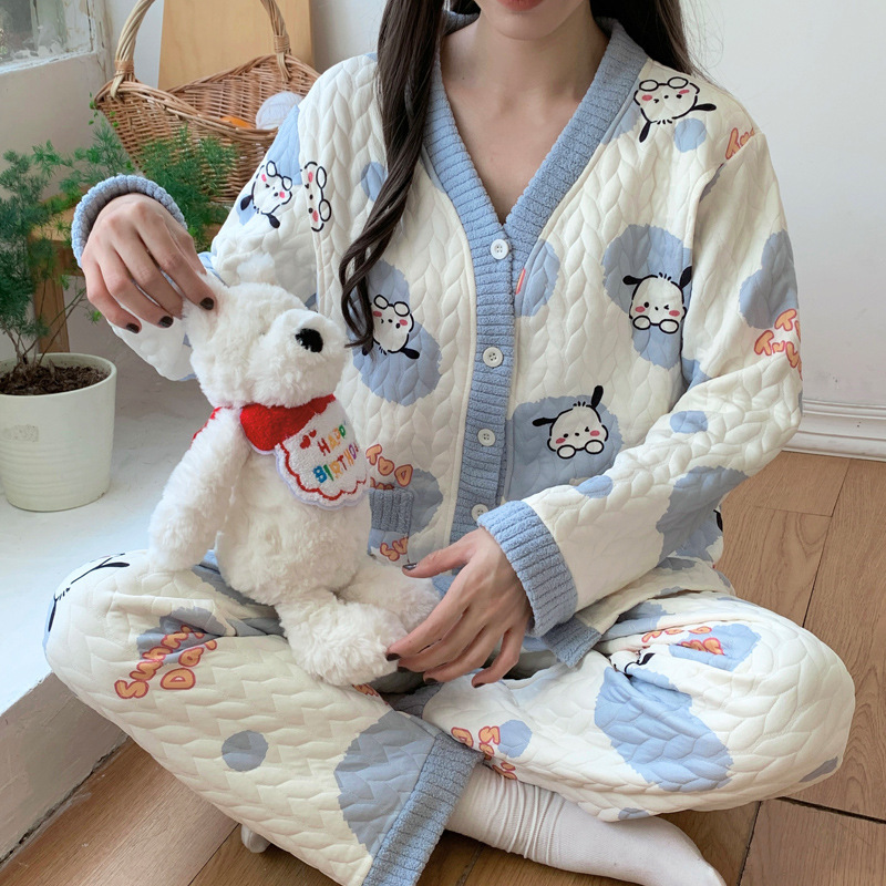 Lunar Clothing Spring Autumn and Winter Postpartum Breastfeeding Thickened Pregnant Women's Pajamas Women's Breastfeeding Air Cotton Cotton Winter suit