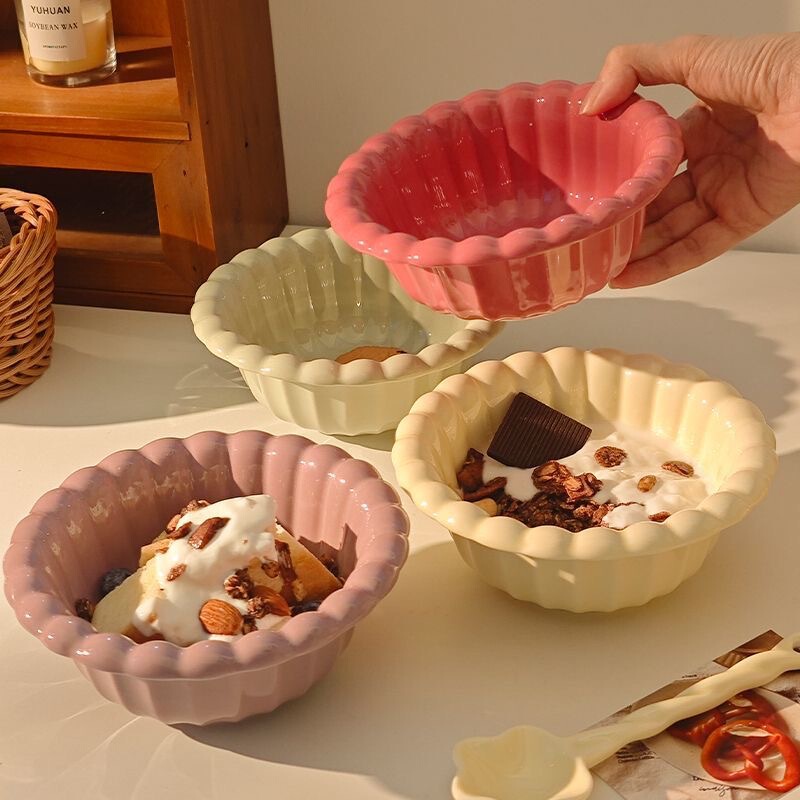 Ins-Style Cloud-Shaped Dessert Bowl, Ceramic Tableware, Solid Color Cream-Style Rice Bowl, Fruit Plate, High-Value Salad Bowl for Home Use Ins-Style Cloud-Shaped Dessert Bowl, Ceramic Tableware, Solid Color Cream-Style Rice Bowl, Fruit Plate, High-Value Salad Bowl for Home Use