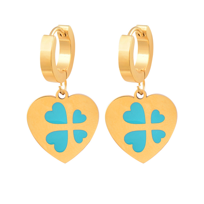 Fashion Heart Shape Titanium Steel Plating Dangling Earrings 1 Pair