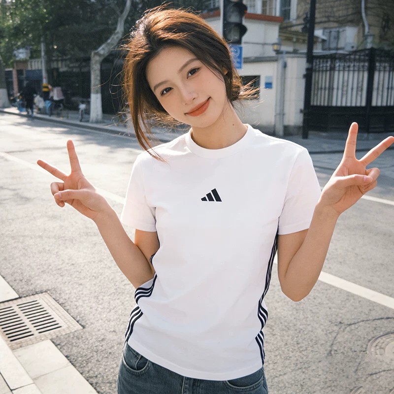Adidas T-Shirt Short-Sleeve Sports Casual Trefoil Short-Sleeve Summer Round-Neck Slim-Fit Breathable Shirt Adidas T-Shirt Short-Sleeve Sports Casual Trefoil Short-Sleeve Summer Round-Neck Slim-Fit Breathable Shirt