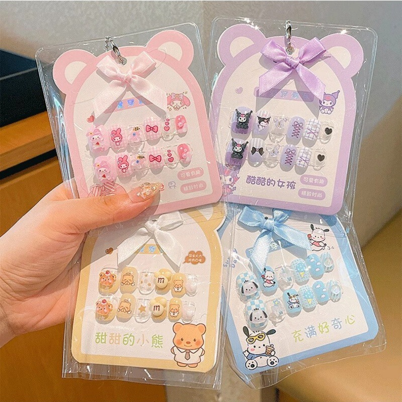Children's Manicure Sanrio Cartoon Three-Dimensional Handmade Stickers with Jelly Glue, Removable Wearable Nails for Girls Aged 6-12 Children's Manicure Sanrio Cartoon Three-Dimensional Handmade Stickers with Jelly Glue, Removable Wearable Nails for Girls Aged 6-12