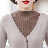 中老年女装时尚拼接假两件套针织衫秋冬加绒加厚保暖妈妈装毛衣女，女装针织衫/毛衣，妃慕昵服饰