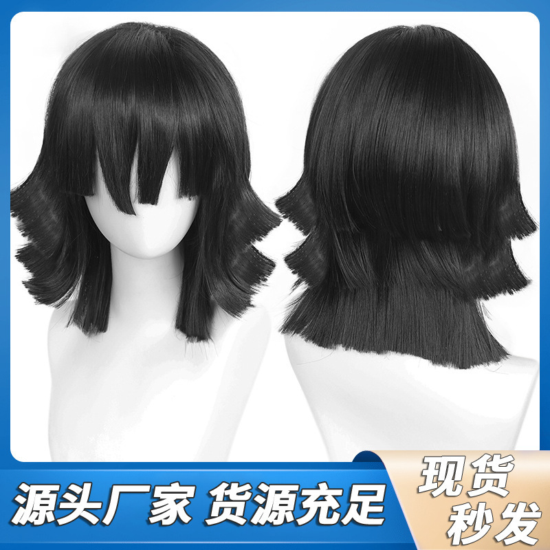 Ghost Extermination Blade Ihei Small Barnet Snake Column Black Layered Short Hair Anime cos Wig