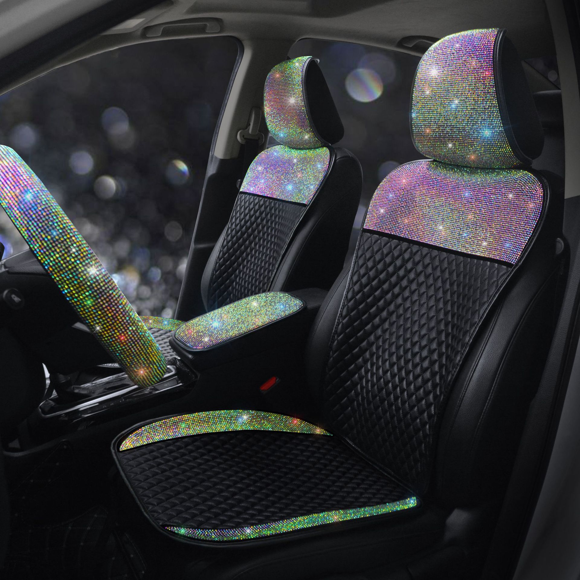 Universal Car Seat Cushion Leather Diamond-Encrusted Car Seat Cover Dropshipping Universal Model for All Seasons Cross-Border E-Commerce