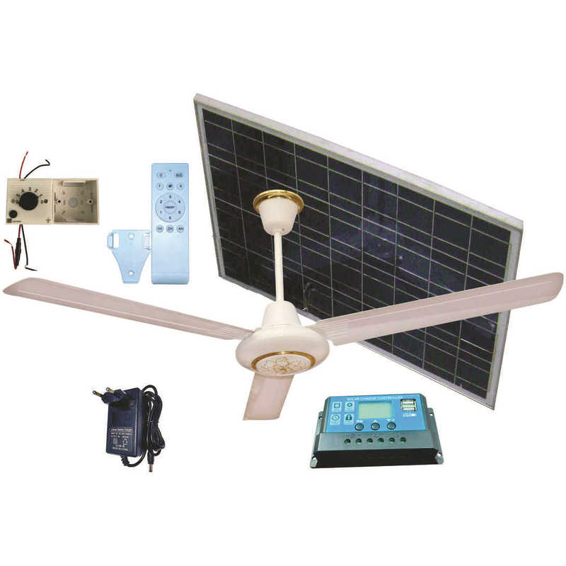 ACDC AC DC dual-purpose solar wide voltage remote control wall control inverter 56 inch iron ceiling fan