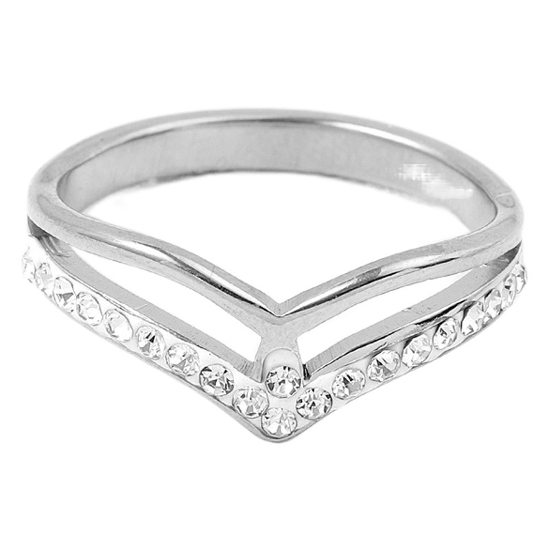 Joyería de acero inoxidable estilo coreano transfronterizo irregular corona de oro con incrustaciones de arcilla diamante anillo de acero de titanio fábrica al por mayor image 1