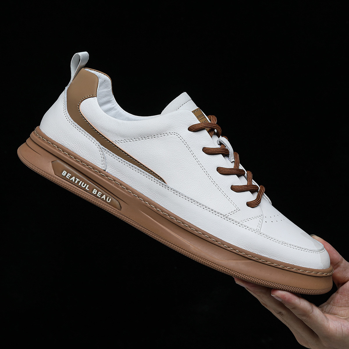 Sneaker aus echtem Leder für Herren, modische Freizeit-Sportschuhe, weiße Schuhe für Herren, hochwertige Herrenschuhe, modische und vielseitige Low-Top-Schuhe_voghion.com