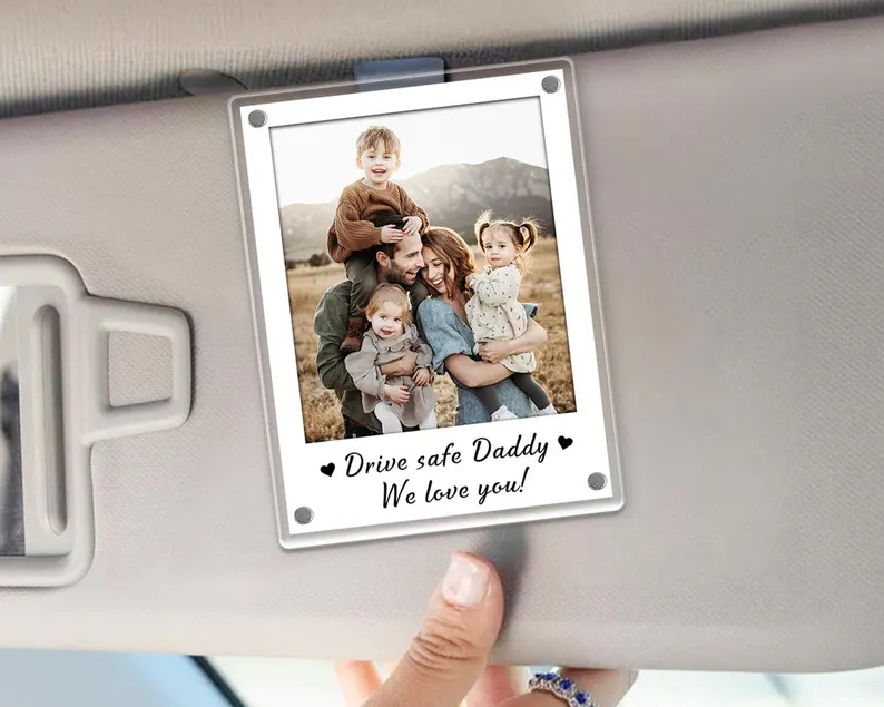 Etsy New Product Dad Car Sun Visor Clip Photo Holder Personalized Custom Universal Magnetic Acrylic