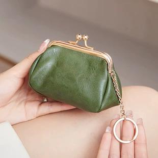 Поясной кошелек в ретро-стиле Kiss-Lock, кожзаменитель с цепочкой, 7×6×4.7 см
