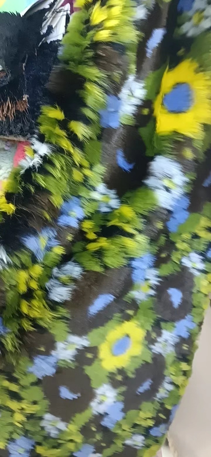 Flores verdes F letras Jacquard cordero Jacquard tela de bolsa de moda
