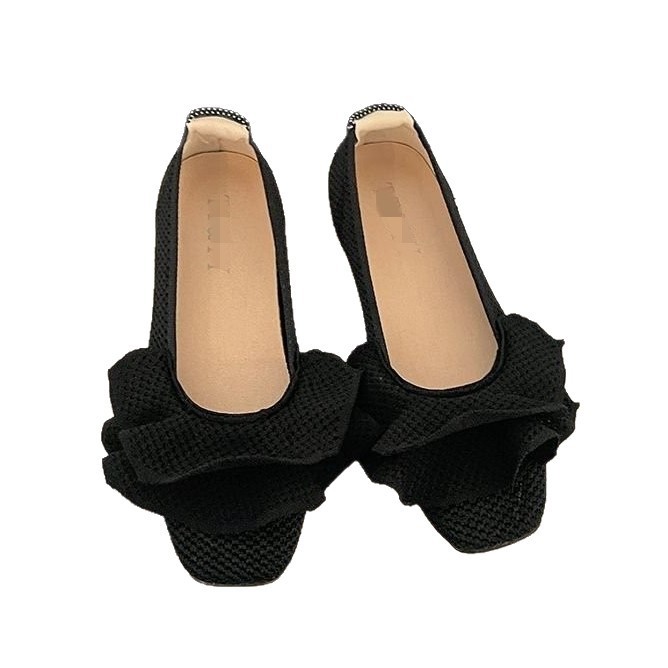 Suela blanda francesa de punto cómodo borde de loto zapatos abuela 2026 nuevo verano con falda ballet zapatos planos para mujeres