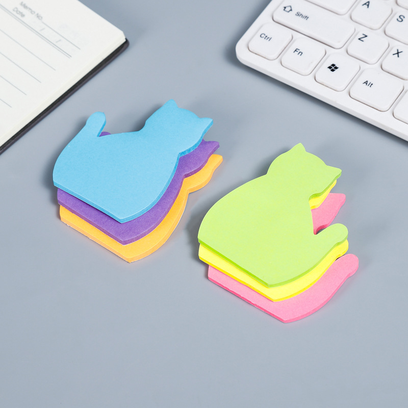 30g Weight 1 Piece Quantity Learning Occasion Animal Pattern Cute Style Cute Cartoon Cat-shaped Sticky Notes Office Note Paper Wholesale 无