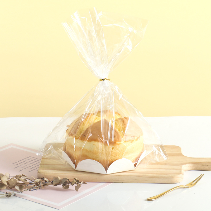 戚风蛋糕包装袋6寸8寸纸杯蛋糕胚吐司点心面包烘焙透明袋送金扎丝