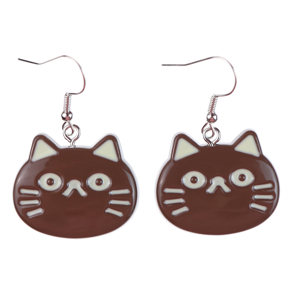 1 Paire Style De Bande Dessinée Mignon Chat Poisson Plastique Boucles D'oreilles display picture 3