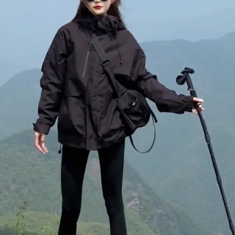 秋冬季韩系棉服女工装短款加厚派克服工装连帽冲锋衣外套女风衣潮