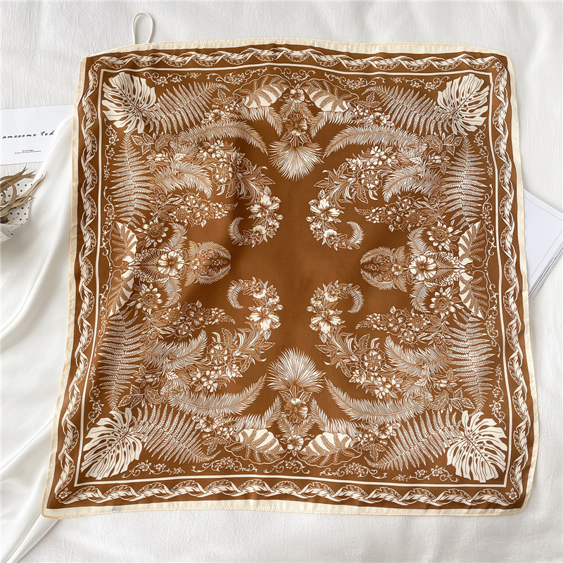 シダの葉のシルクタオルの欧米風のマフラーのシミュレーションの糸の薄いタイプの小さい方の巾の70cmの職業のスカーフの装飾のスカーフの女性|undefined