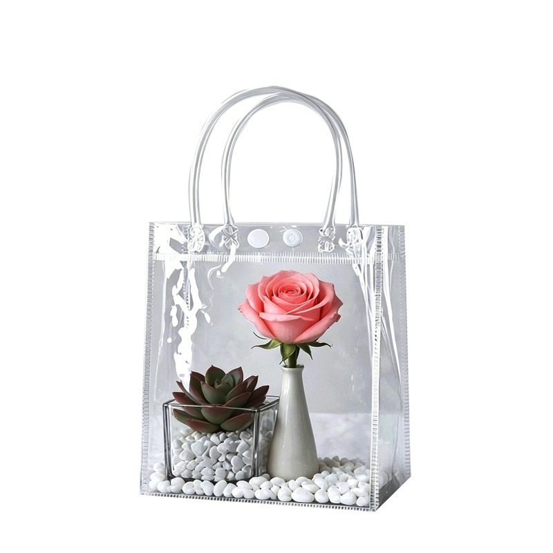 Bolsa de mano transparente de PVC negra, bolsa de regalo para dulces de boda, bolsa de regalo de cumpleaños, embalaje de plástico impermeable transparente