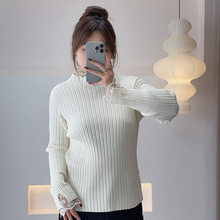 双天25年胖mm大码女装毛衣女秋冬新款半高领蕾丝边打底毛衣F631