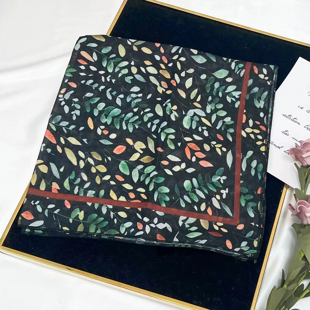 60g Weight Kerchief Classification Daily Occasion cotton and linen Material Flower Pattern Summer Season Women's Gender IG Style Style Women's IG Style Flower Cotton And Linen Kerchief 102
