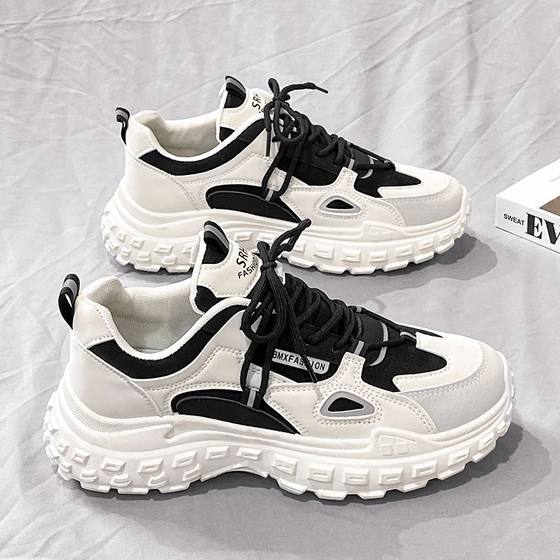 Thick-soled non-slip fashion sneaker new summer net famous Hong Kong-style breathable men's shoes work wear-resistant casual dad shoes