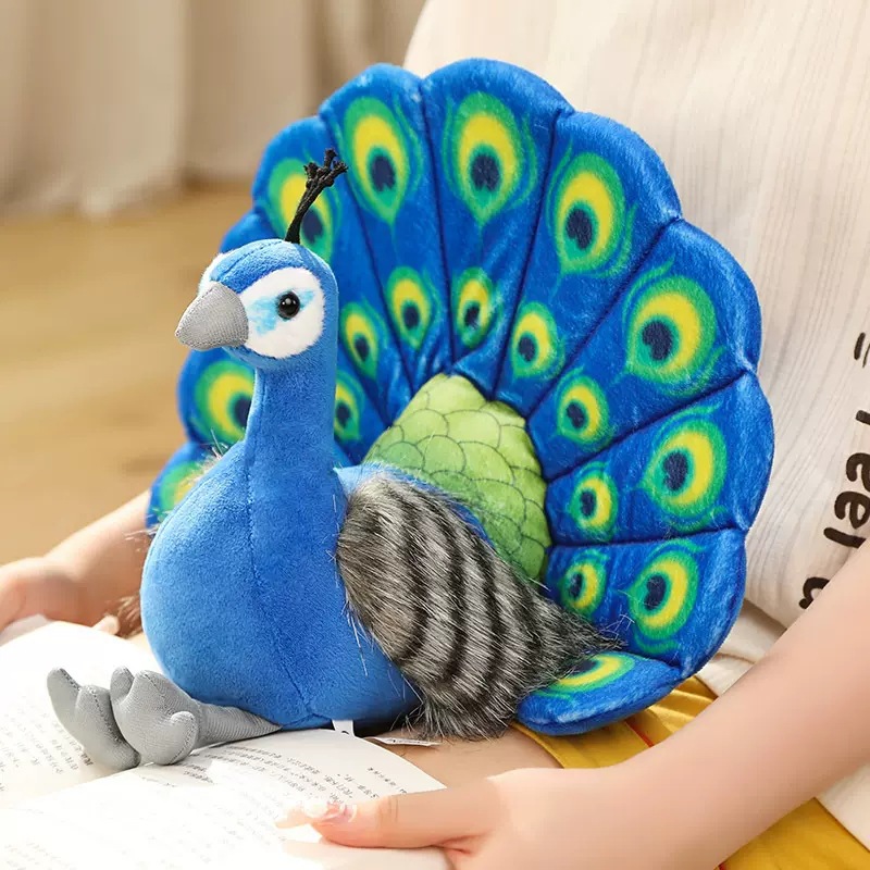 Linda simulación verde Pavo Real muñeca peluche juguete azul Pavo Real muñeca decoración niños regalo pájaro muñeca