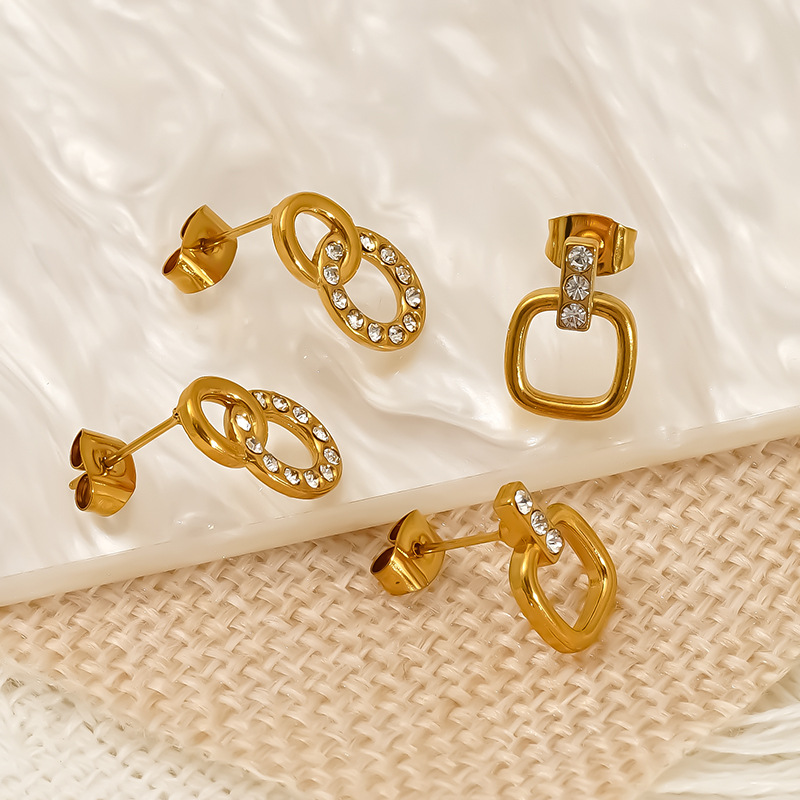 All Seasons Season 1 Pair Elegant Solid Color Inlay Titanium Steel Zircon Ear Studs