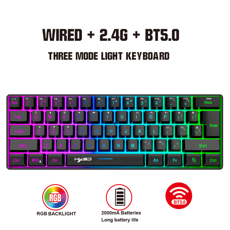 L500 three-mode compact membrane keyboard RGB backlit 2.4G/Bluetooth/Wired gaming keyboard cross-border in stock