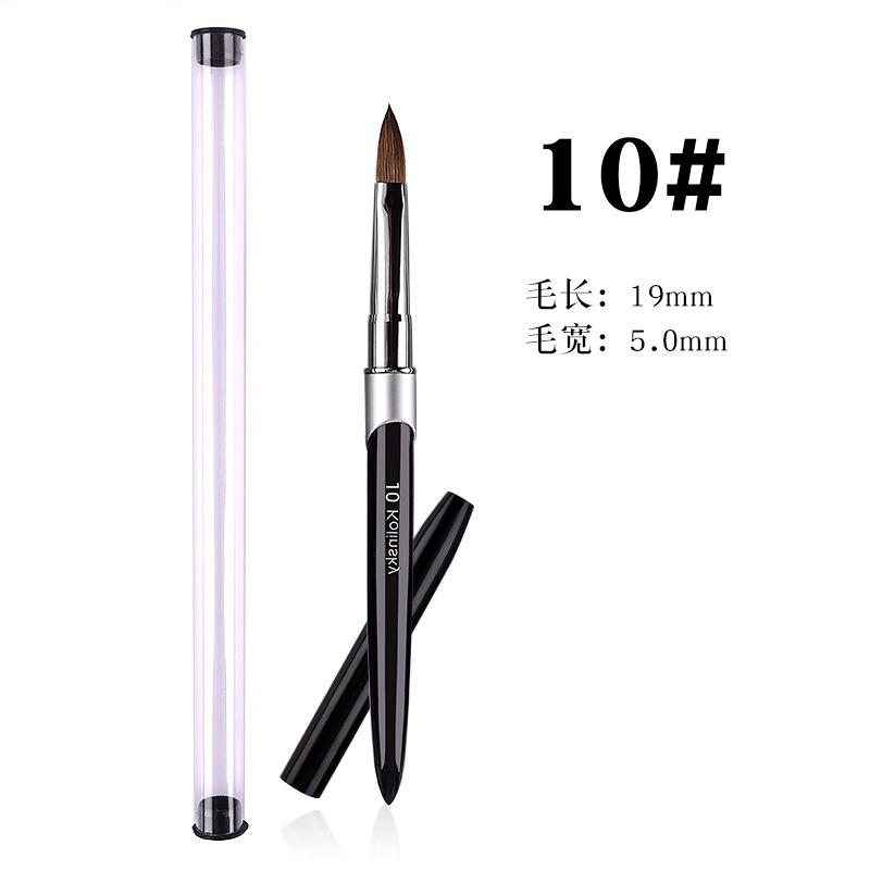 Amazon en stock metal varilla de uñas de pelo de visón pluma negro Kolinsky uñas de cristal pluma tallado cepillo