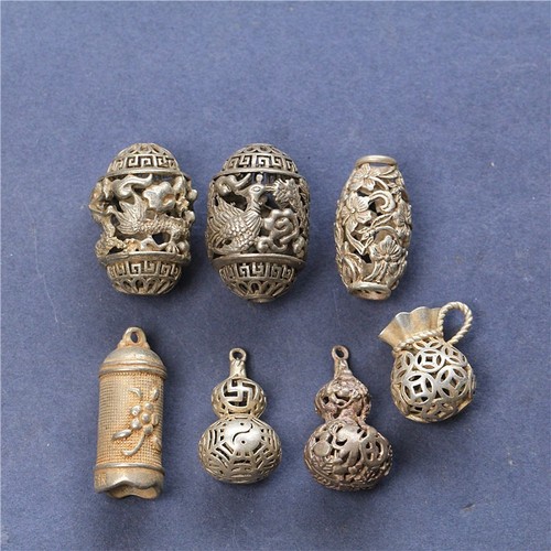 Antique brass and silver-plated dragon-embossed hollow sunflower gourd flower bead pendant qipao lapel handmade DIY