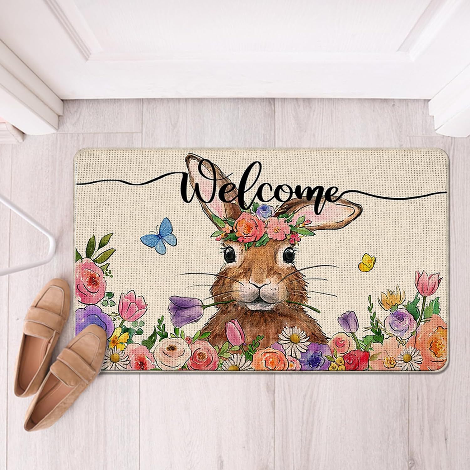 Easter Egg Crystal Velvet Floor Mat Non-slip Kitchen Door Rug_voghion.com