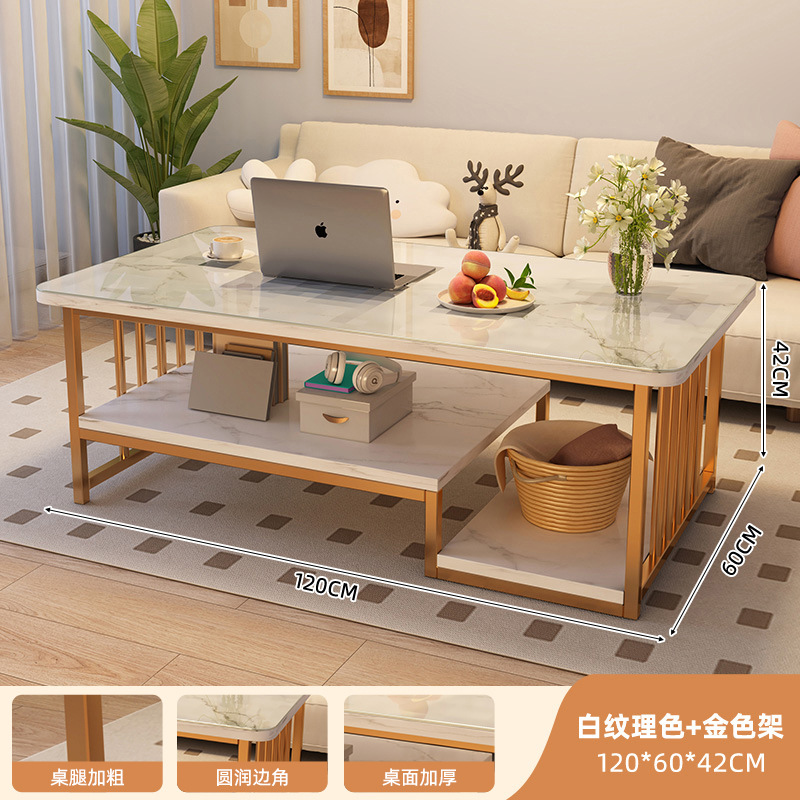 [두꺼운 철골 + 강화유리] 화이트 질감 + 골드 프레임 120CM 손상 보장