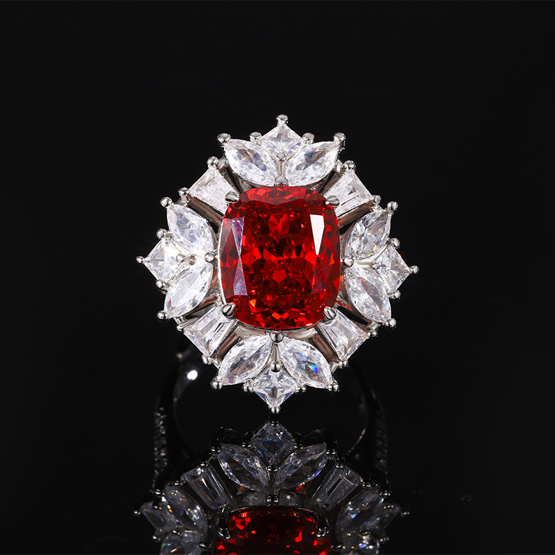 2024 nueva joyería Zhuang Shengsheng fondo de cobre chapado en oro simulación nido de pájaro cortado naranja rojo a azul traje simple mujer 10*12