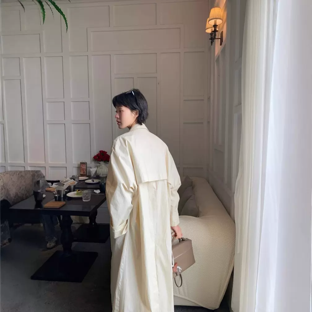 极简知性肌理感风衣 2025春夏DIGM层次感通勤大衣长款外套女30790