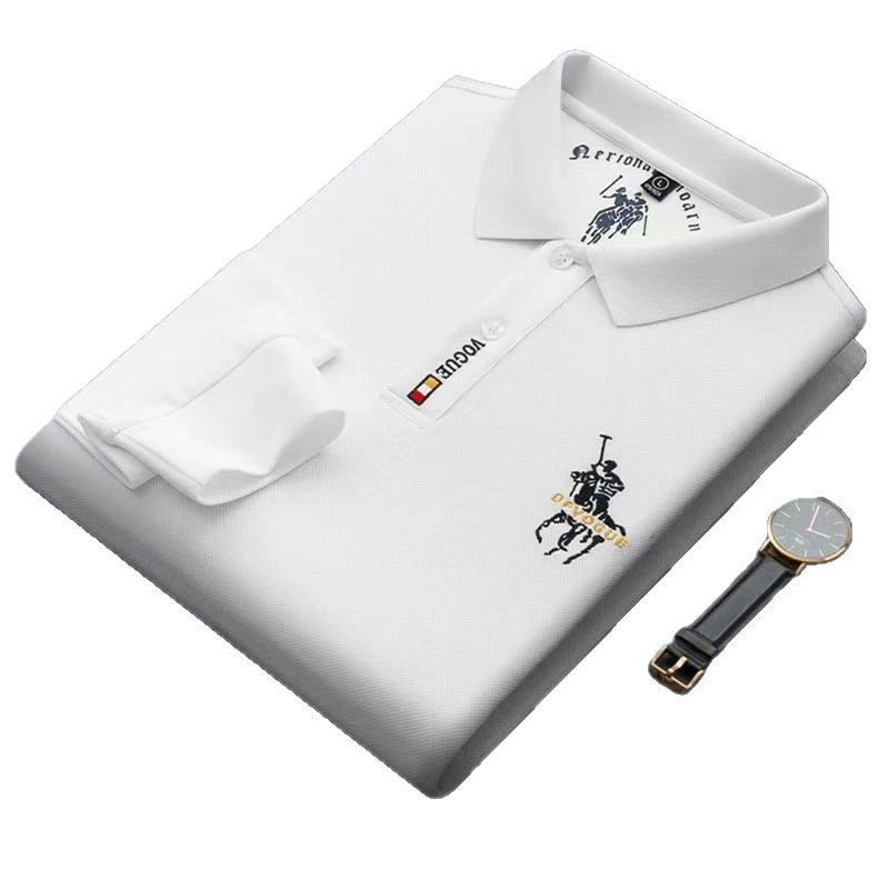 Men's elite demi-season long-sleeve, universal quality polo, for middle age