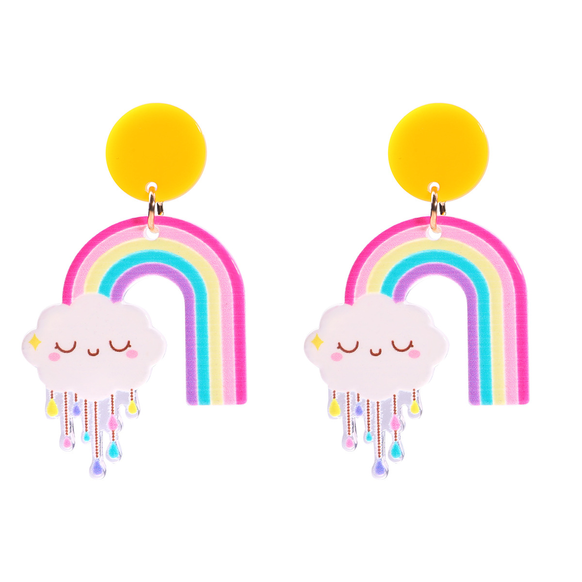 Cartoon Rainbow Cloud Earrings Creative Cute Printing Plate Acrylic Earrings display picture 1