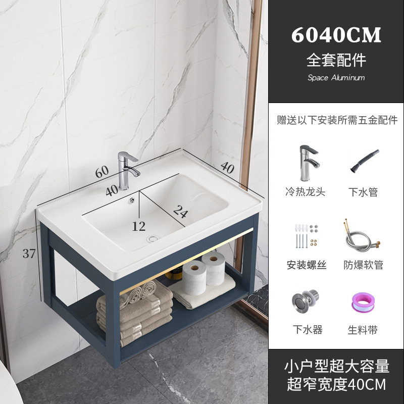 Balcón lavabo montado en la pared pequeño apartamento baño casa lavabo gabinete combinación de cerámica lavabo integrado