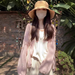 薄手の日焼け止めのアイスニットカーディガンのコート女性の夏のゆったりした怠惰な風のたるみ感の外にエアコンの上着を着ます。