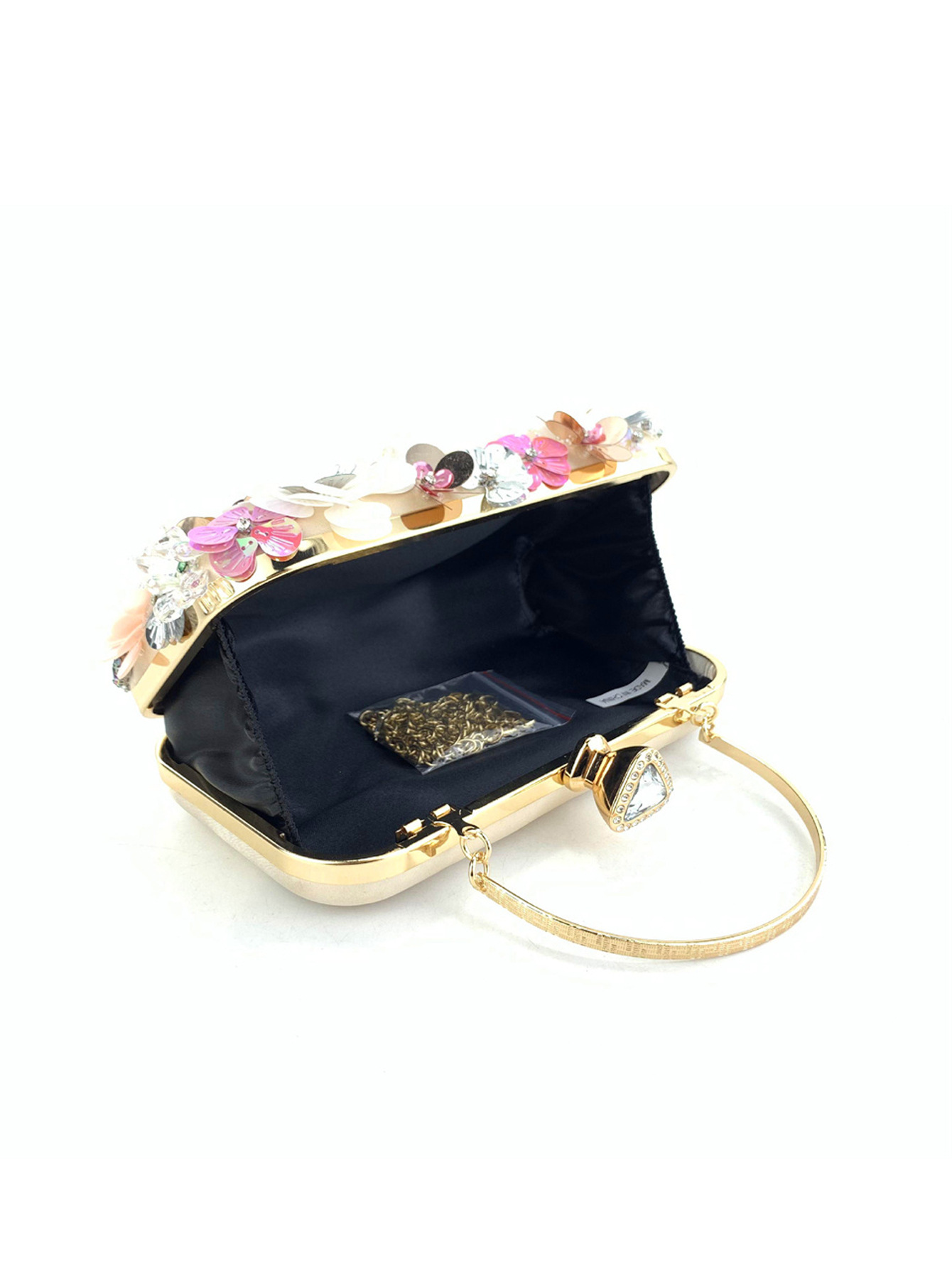 Borsa da sera da donna con paillettes fatte a mano e fiori, nuova moda per la cena, 2023_voghion.com