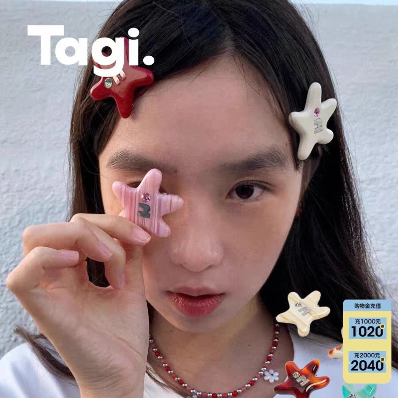 Tagi.《塔皮星》彩色刘海夹多色海星头饰边夹发夹可爱发卡|undefined