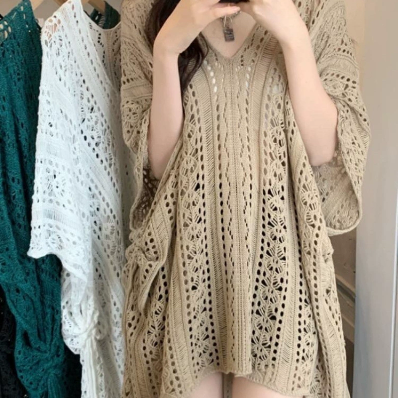 Трикотаж с v-образным вырезом и короткими рукавами, женский тонкий весенний дизайн, уникальная шикарная свободная блузка, топ